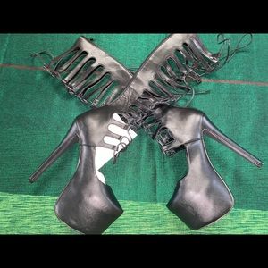 Black Gladiator Platform Heels